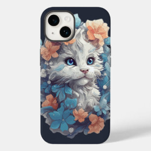 Gatinho Gato Floral Branco Fofo