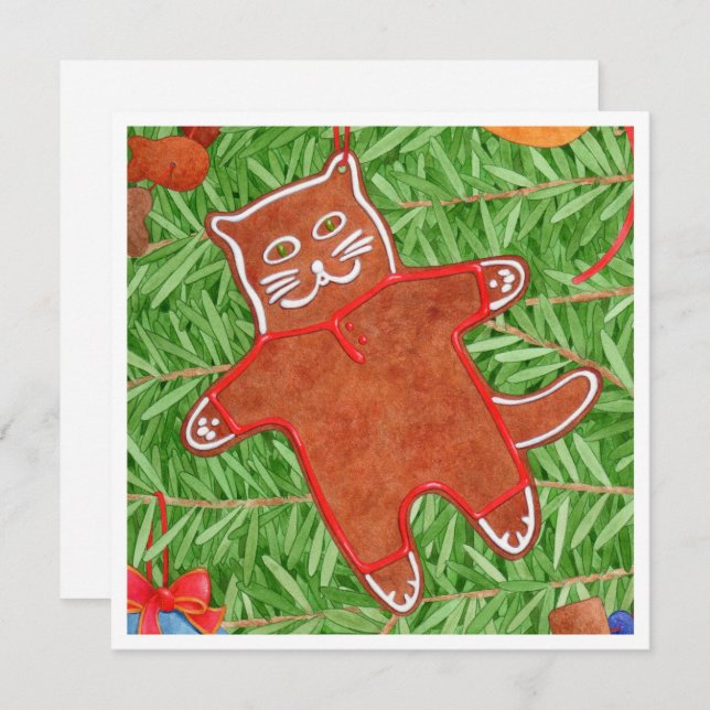 Gatinho GINGERBREAD Placa Plano Quadrada de 5,25" (Frente/Verso)