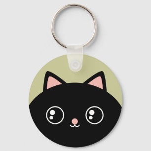 Gatinho Kawaii preto-branco, Chaveiro redondo