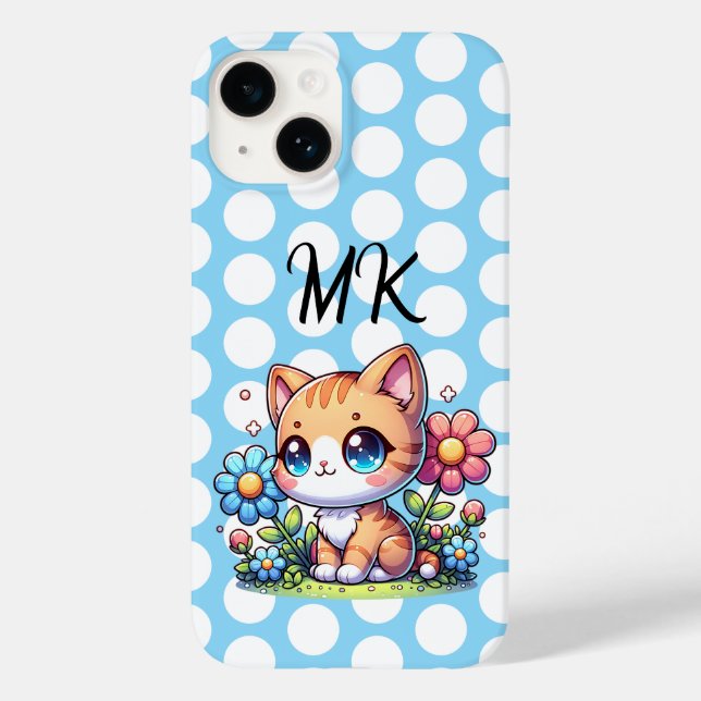 Gatinho Laranja Fofo em Flores Personalizado (Verso)