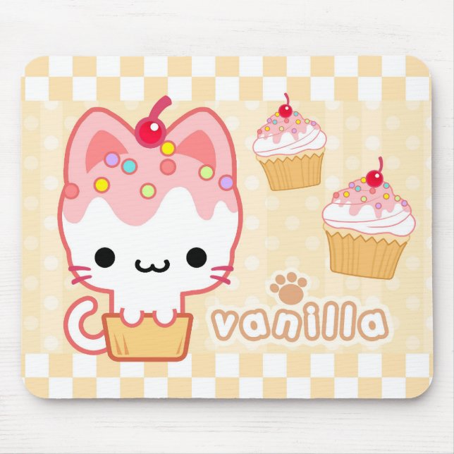 Gatinho Mousepad do cupcake da baunilha (Frente)