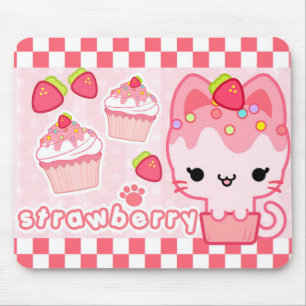 Gatinho Mousepad do cupcake da morango