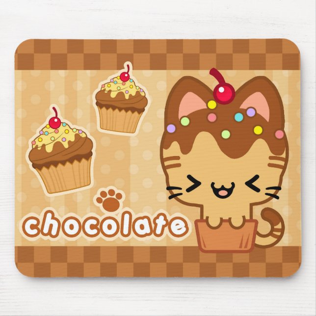 Gatinho Mousepad do cupcake do chocolate (Frente)