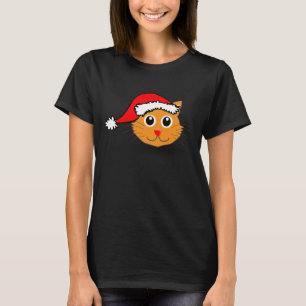 Gatinho na camisa do chapéu do papai noel