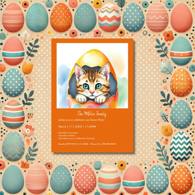 Gatinho Páscoa Adorável em Ovo Colorido (Criador carregado)