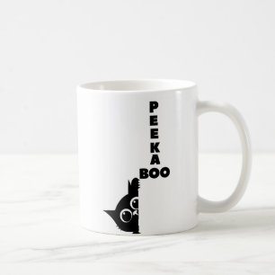 Gatinho Preto Peek-a-Boo Caneca de Café Minimali