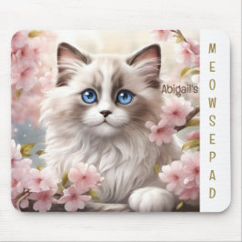 Gatinho Primavera Rosa Sakura Nome Mousepad