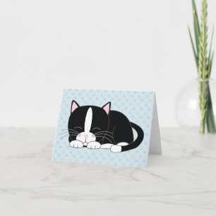Gatinho Sonolento {Gato Tuxedo} Notas de Agradecim