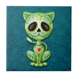 Gatinho, verde e azul do açúcar do zombi