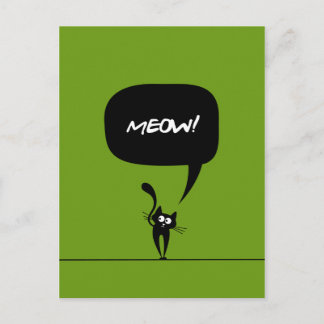 gatinho verde-meow 1 Cartão postal