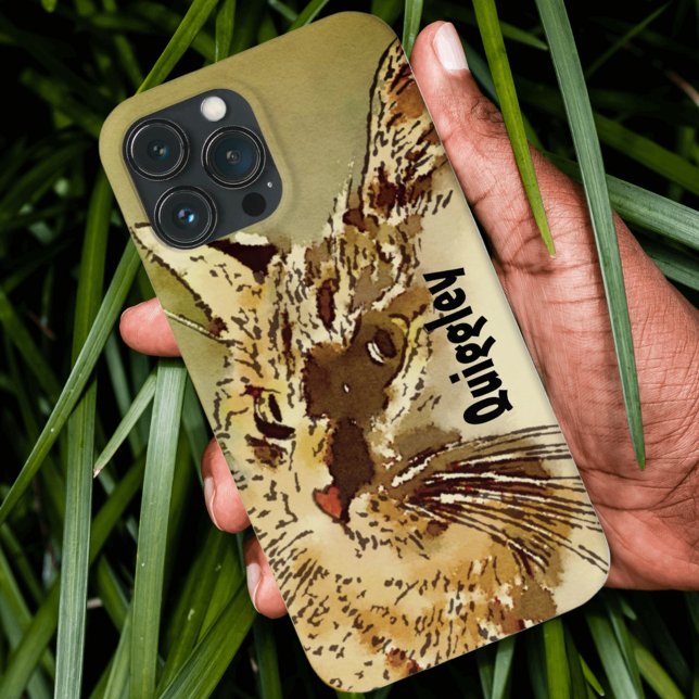 Gatinho Whiskers Heart Nose Watercolor (This watercolor cat phone case is a fun gift idea that's so easy to personalize for the cat lover.)