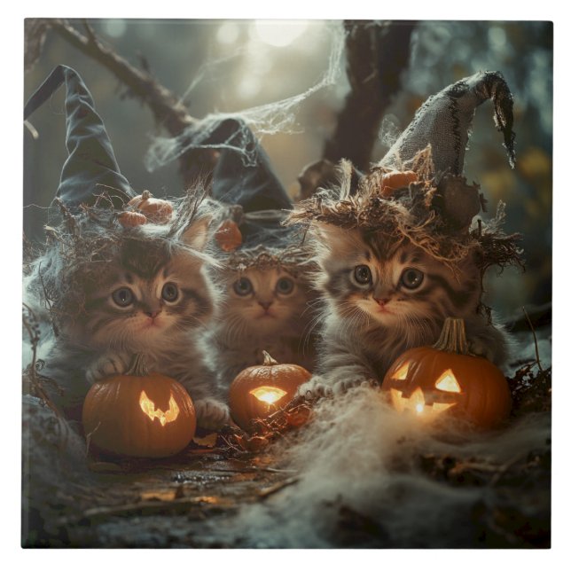 Gatinhos Adoráveis de Halloween com Pumpkins (Frente)