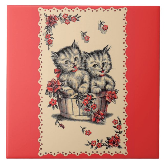 gatinhos adoráveis num cesto de flores (Frente)