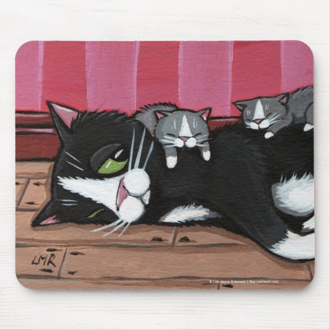 Gatinhos Babysitting Mousepad do gato bonito do (Frente)