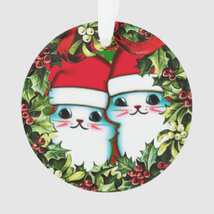 Gatinhos de Natal bonitos em ornamento acrílico de