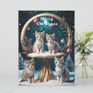 Gatinhos de Natal Whimsso em Dourada Stand