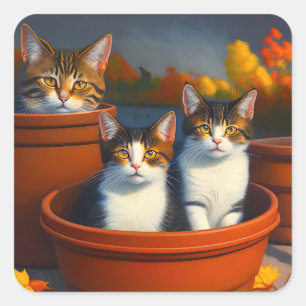 Gatinhos de plantas potes, adesivos