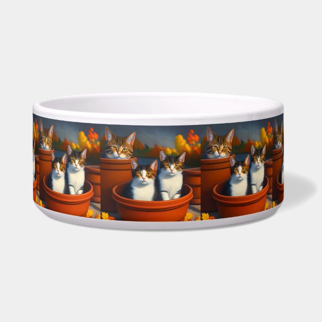 Gatinhos de Vaso de Planta, Tigela de Cerâmica par (Frente)