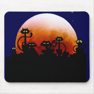 Gatinhos do Dia das Bruxas e lua Mousepad do Dia