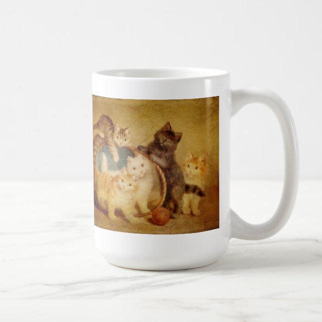Gatinhos do vintage com caneca do fio (Direita)