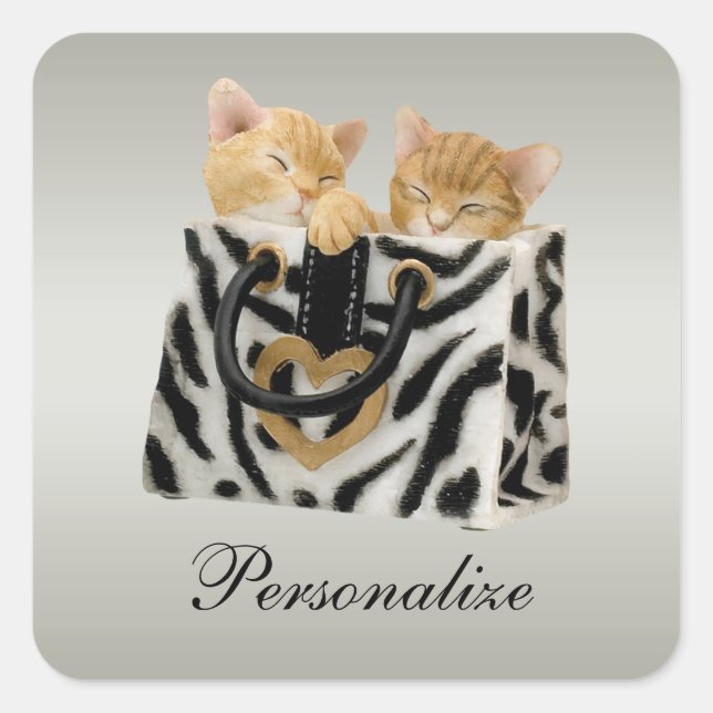 Gatinhos giros em zebra com adesivos para bolsas d (Frente)