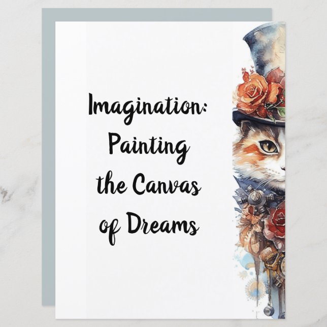 Gato 3 Gato com rosa de aquarela (Frente/Verso)