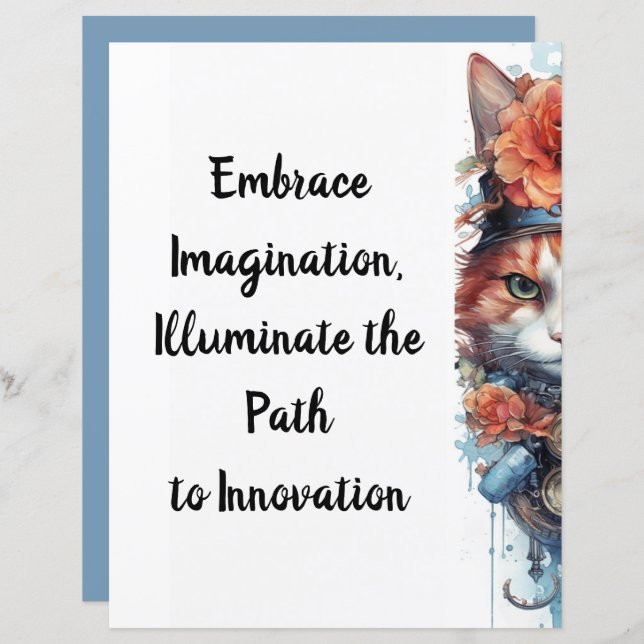 Gato 4 Gato com rosa de aquarela (Frente/Verso)