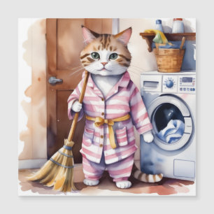 Gato Adorável de Pijama Engraçado na Lavanderia