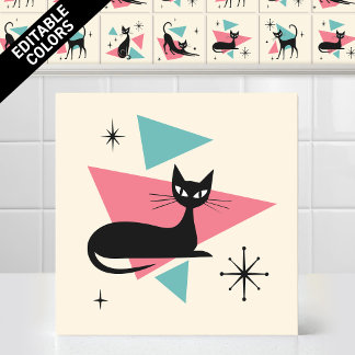 Gato Adormecido Retro Atômico dos Anos 50 Cores Ed