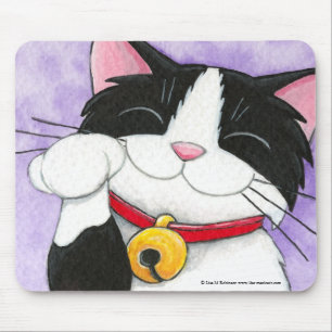 Gato afortunado bonito Mousepads do smoking de