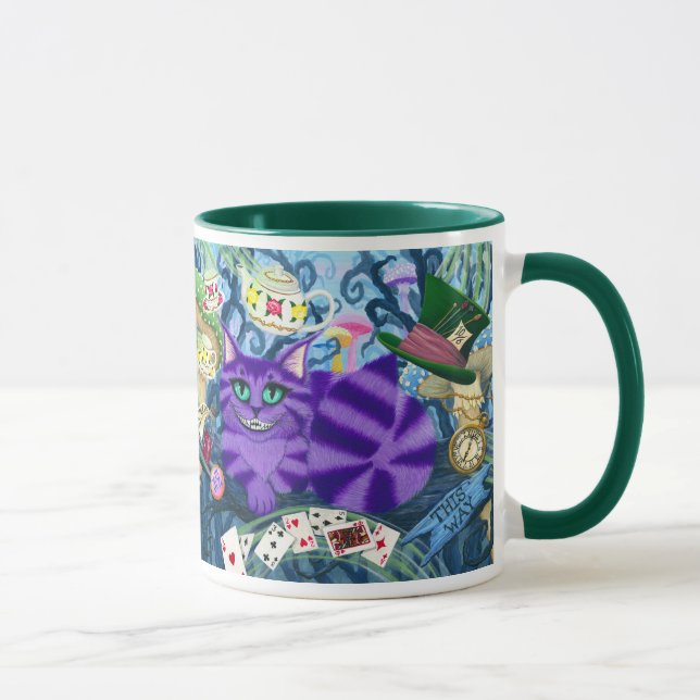 Gato Alice de Cheshire na caneca da arte da (Direita)