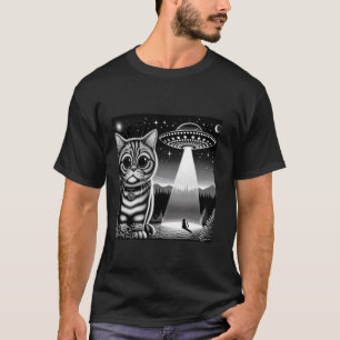 Gato Alien Funny com Camiseta UFO para Amantes de
