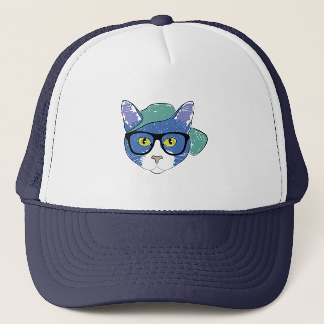 GATO AMARELO COM ÓCULOS PRETOS E BONÉ VERDE (Frente)