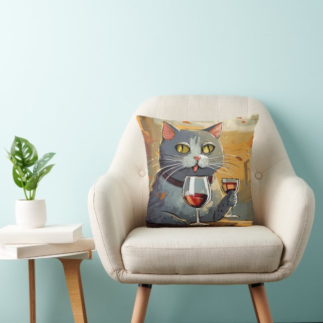 Gato Apreciando Almofada de Vinho! (Cadeira)
