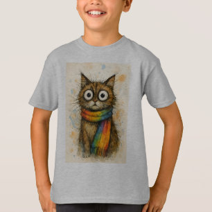 Gato Artístico com Óculos Camiseta Infantil - Feli