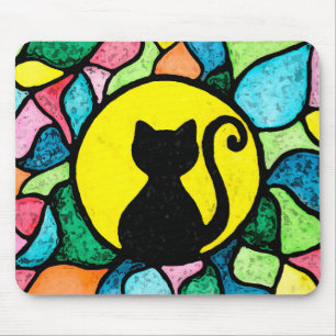 Gato artístico Mousepad da aguarela do vitral