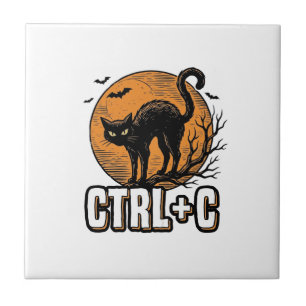 Gato Assustador CTRL C Design de Vetor de Hallowee