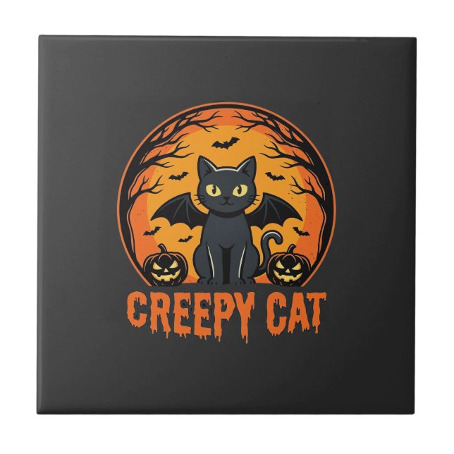 Gato Assustador Desenho Gráfico Morcego Lua de Hal (Frente)