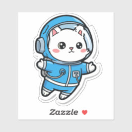 Gato Astronauta Fofo Kawaii Adesivo 4x4