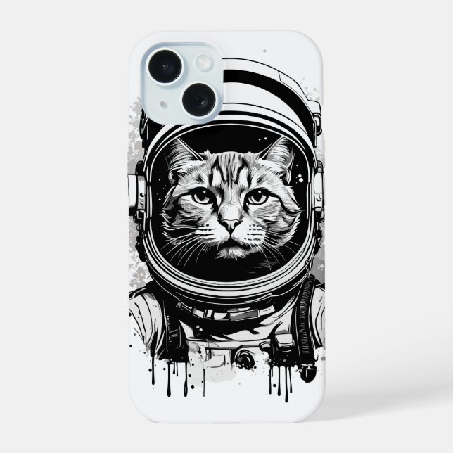 Gato Astronauta Preto e Branco (Verso)