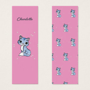 Gato azul bonito no marcador de nome personalizado