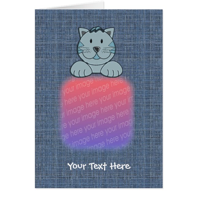 Gato azul bonito seu cartão com fotos (Frente)
