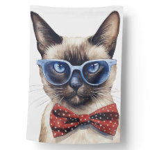 GATO AZUL BRANCO VERMELHO PATRIÓTICO COM ÓCULOS