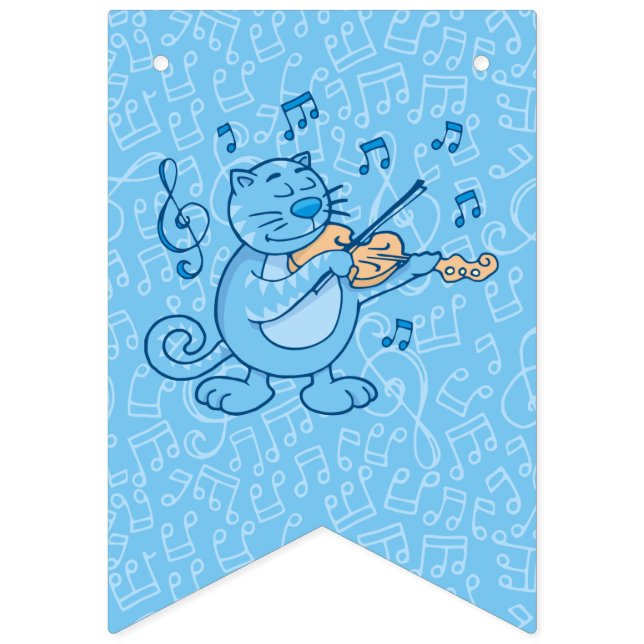 Gato Azul com Bandeiras para Bunting Violin (Primeira Bandeira)