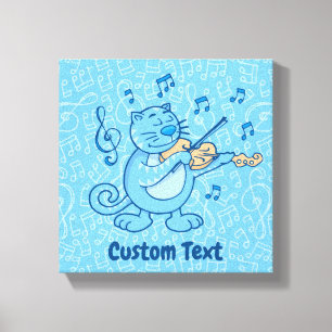 Gato Azul com Impressão em Tela de Violino