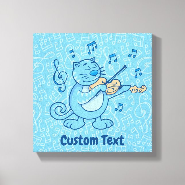 Gato Azul com Impressão em Tela de Violino (Frente)