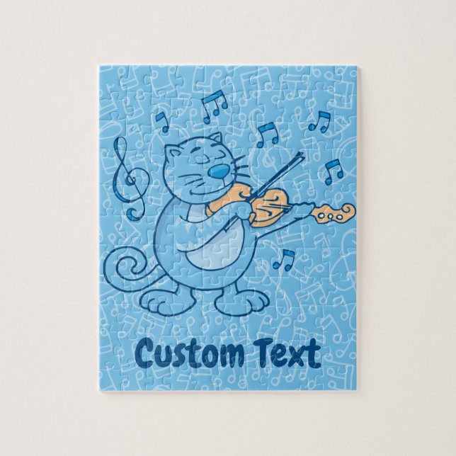 Gato Azul com Quebra-cabeça de Violin Jigsera (Vertical)