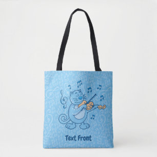 Gato Azul com Violino Tote Bag