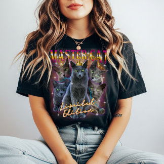 Gato Azul Russo Estilo de Cabeça-de-Arco Prata Vin