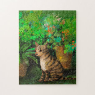 Gato bonitinho no Quebra-cabeça do jardim